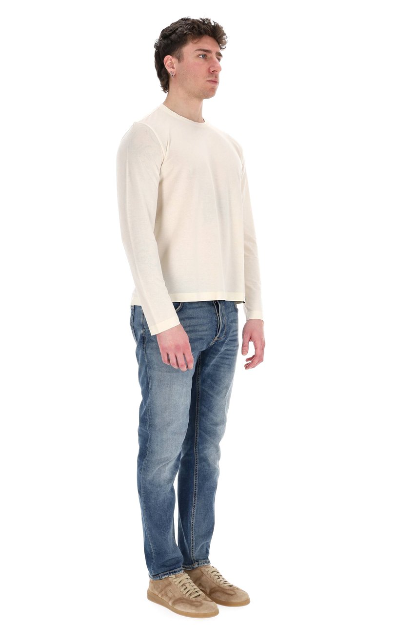 Drumohr "Ice Cotton" Long Sleeve Cotton T-Shirt Neutraal