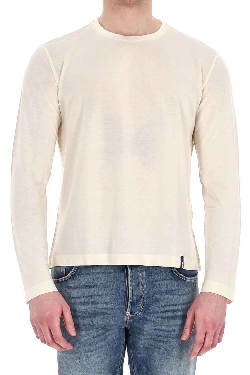 Drumohr "Ice Cotton" Long Sleeve Cotton T-Shirt Neutraal