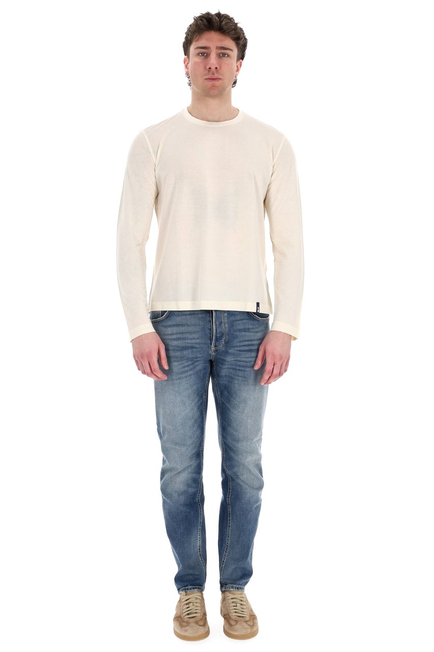 Drumohr "Ice Cotton" Long Sleeve Cotton T-Shirt Neutraal
