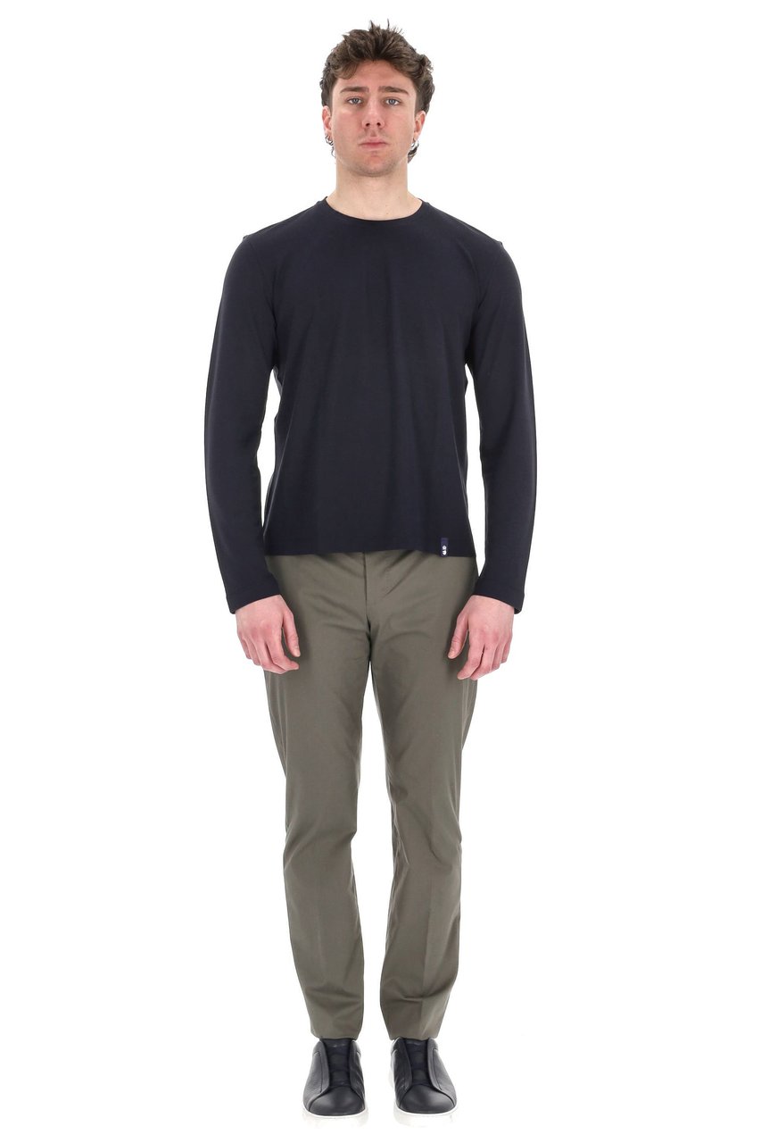 Drumohr "Ice Cotton" Long Sleeve Cotton T-Shirt Zwart