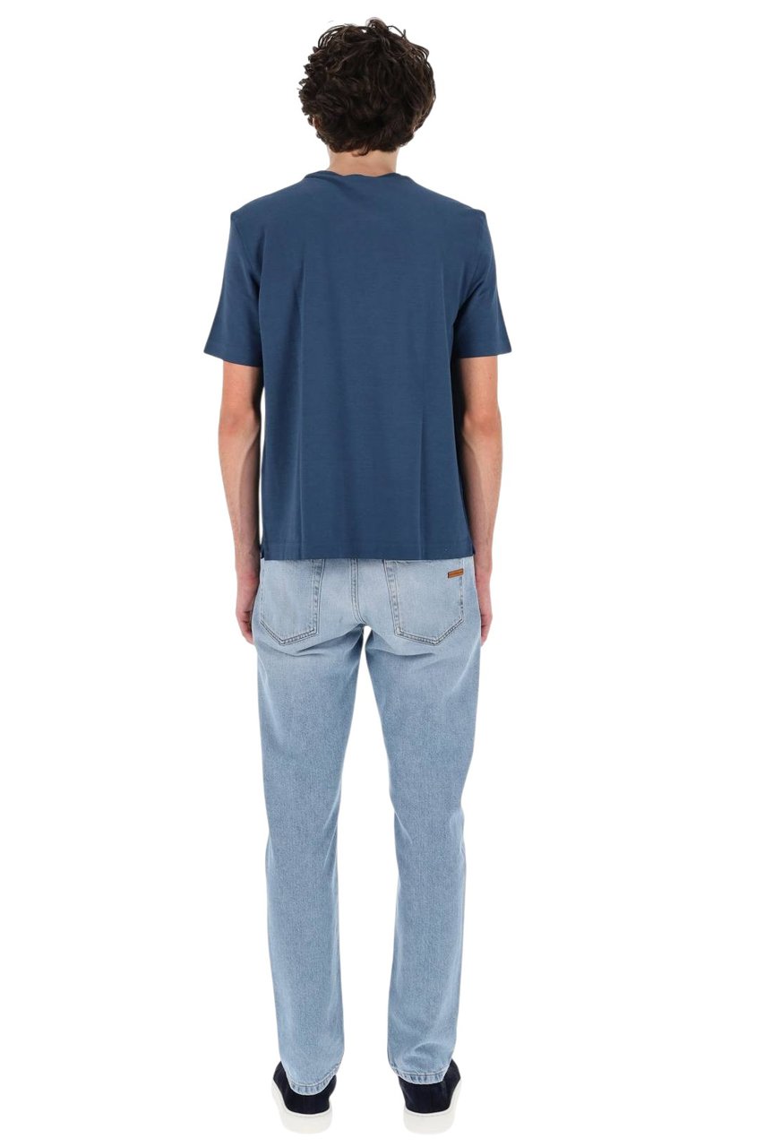 Drumohr Ice Cotton T-Shirt Blauw