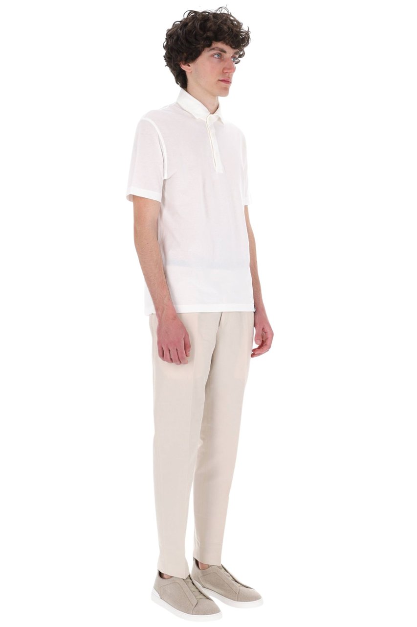 Drumohr Ice Cotton Pure Cotton Polo Shirt Wit