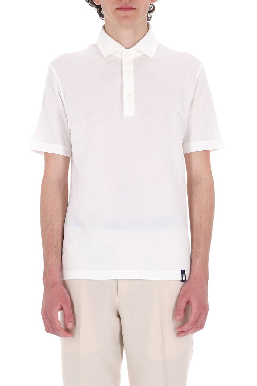 Drumohr Ice Cotton Pure Cotton Polo Shirt Wit