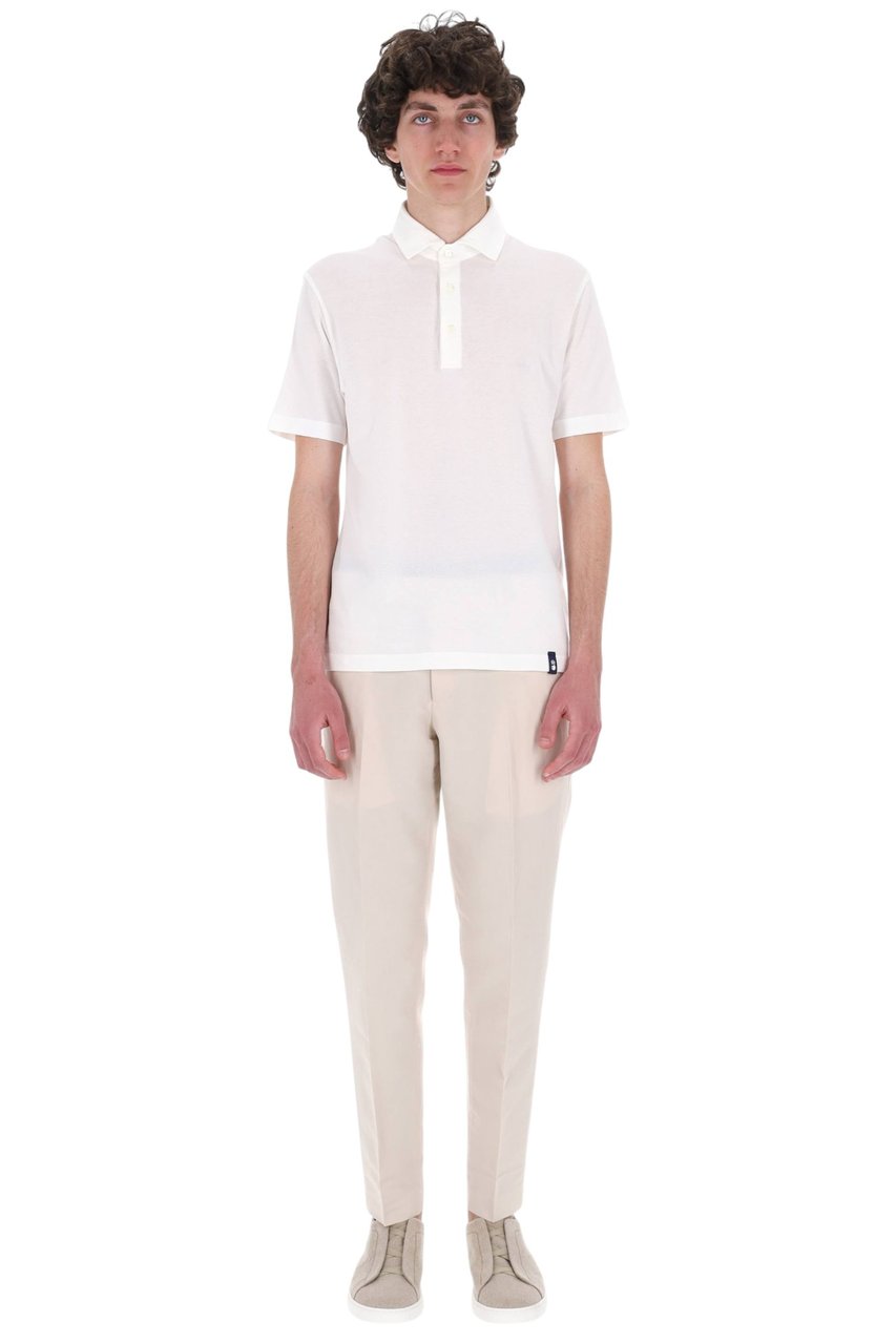 Drumohr Ice Cotton Pure Cotton Polo Shirt Wit