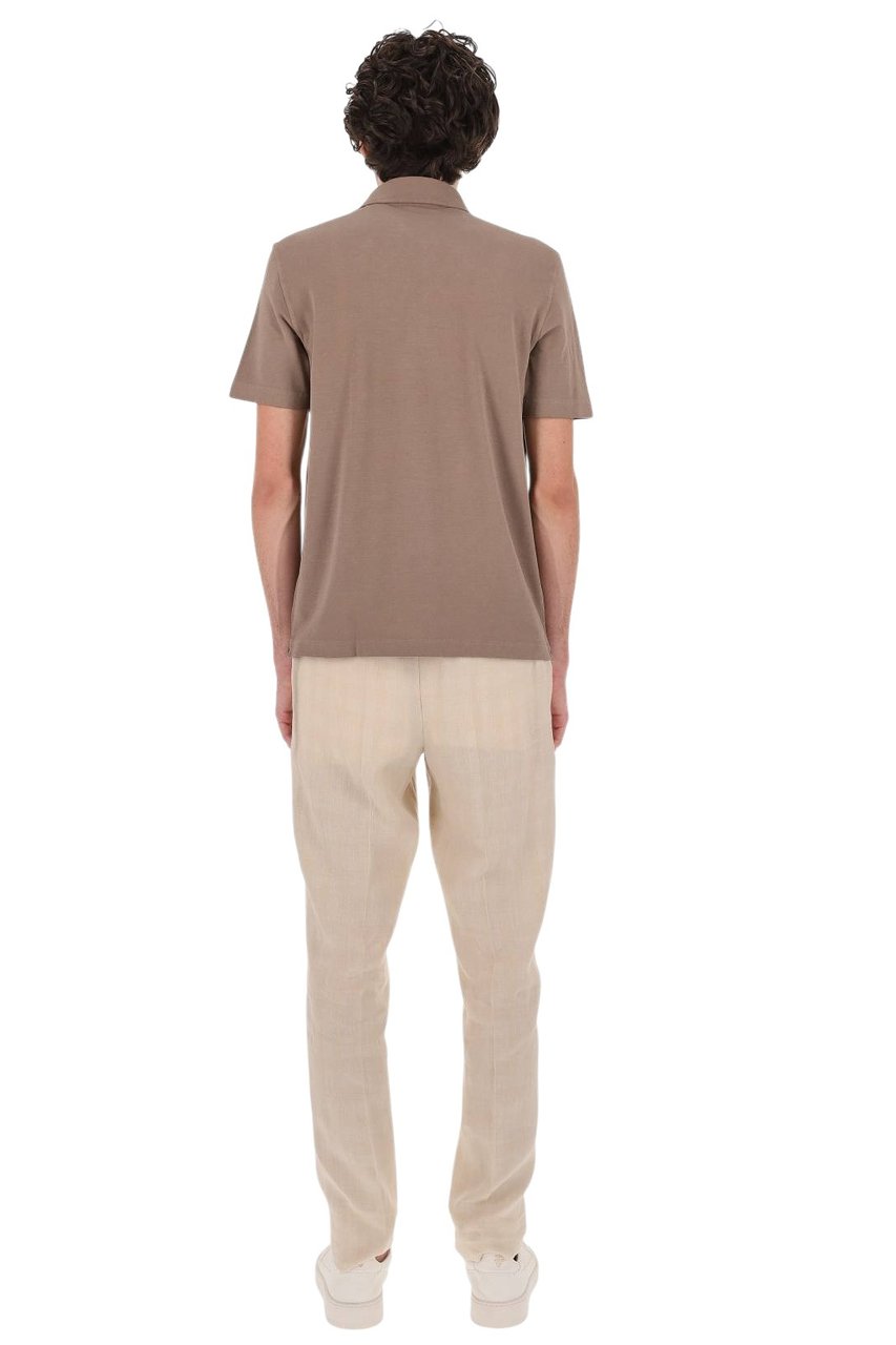 Drumohr Muted Earthy Tone Ice Cotton Polo Shirt Bruin