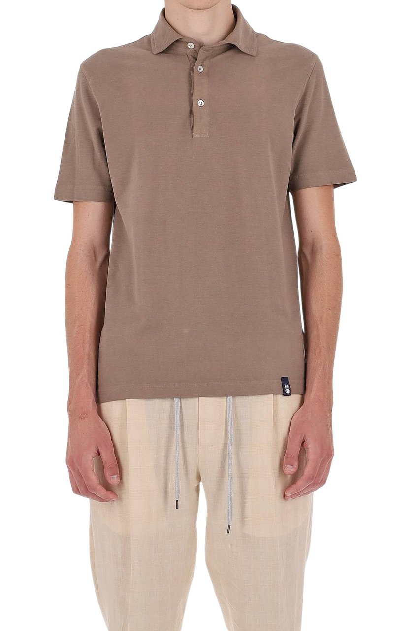 Drumohr Muted Earthy Tone Ice Cotton Polo Shirt Bruin