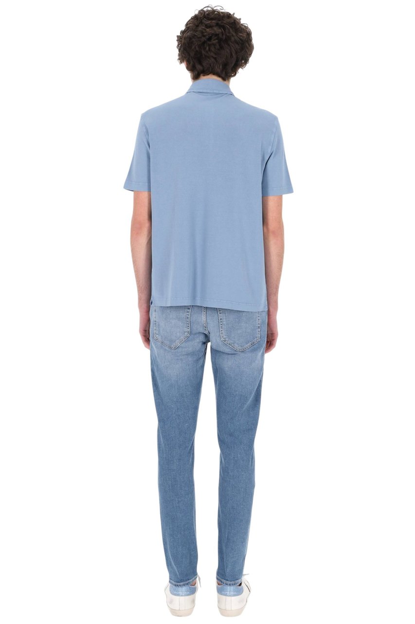 Drumohr Ice Cotton Pure Cotton Polo Shirt Blauw