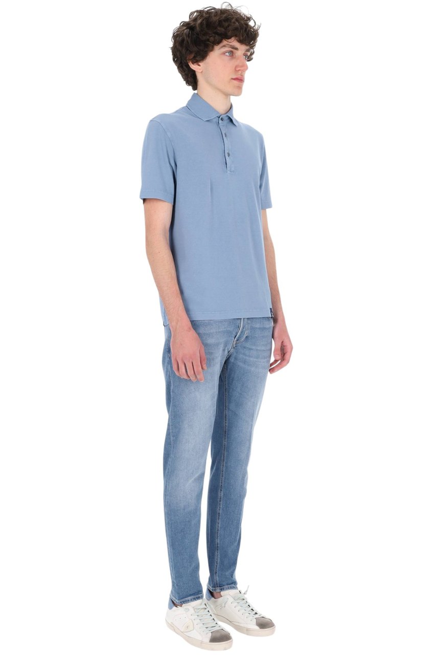 Drumohr Ice Cotton Pure Cotton Polo Shirt Blauw