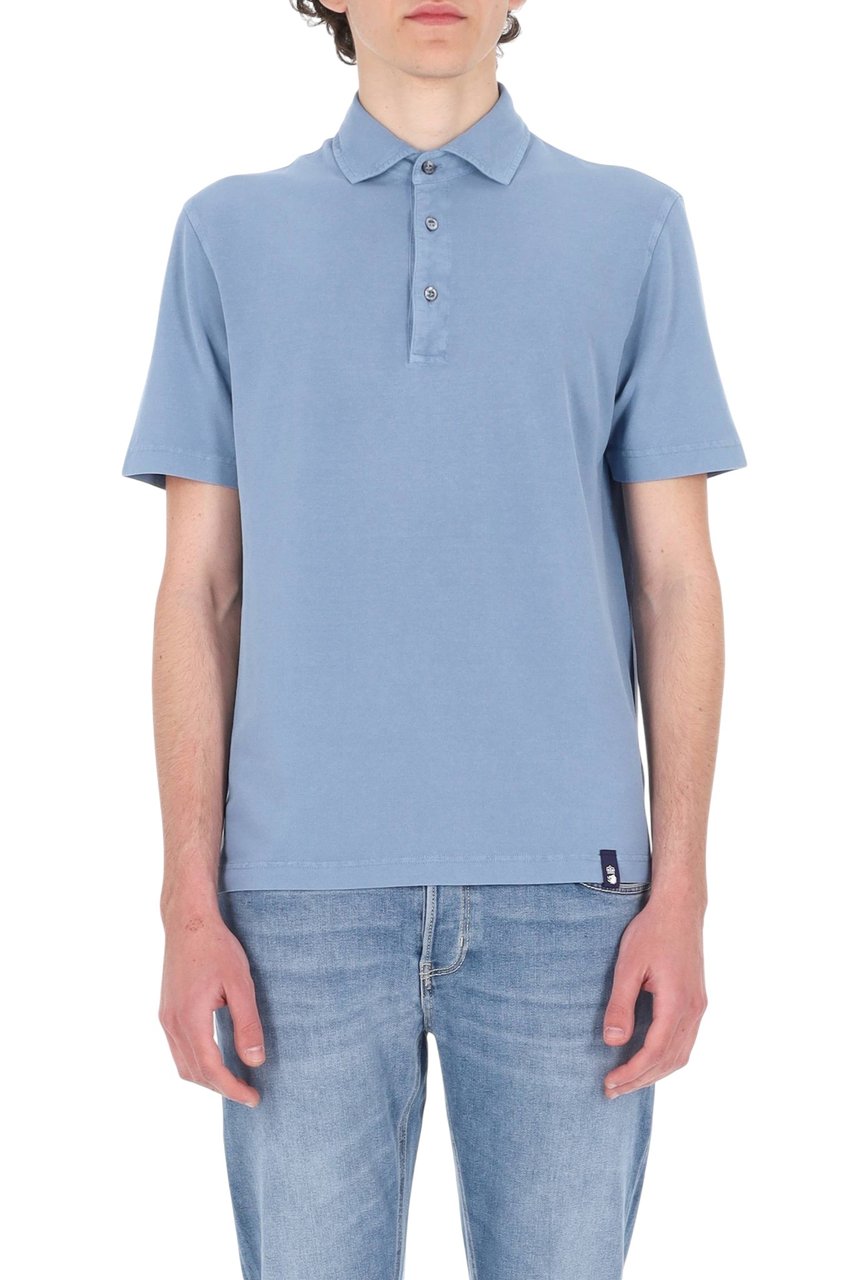 Drumohr Ice Cotton Pure Cotton Polo Shirt Blauw