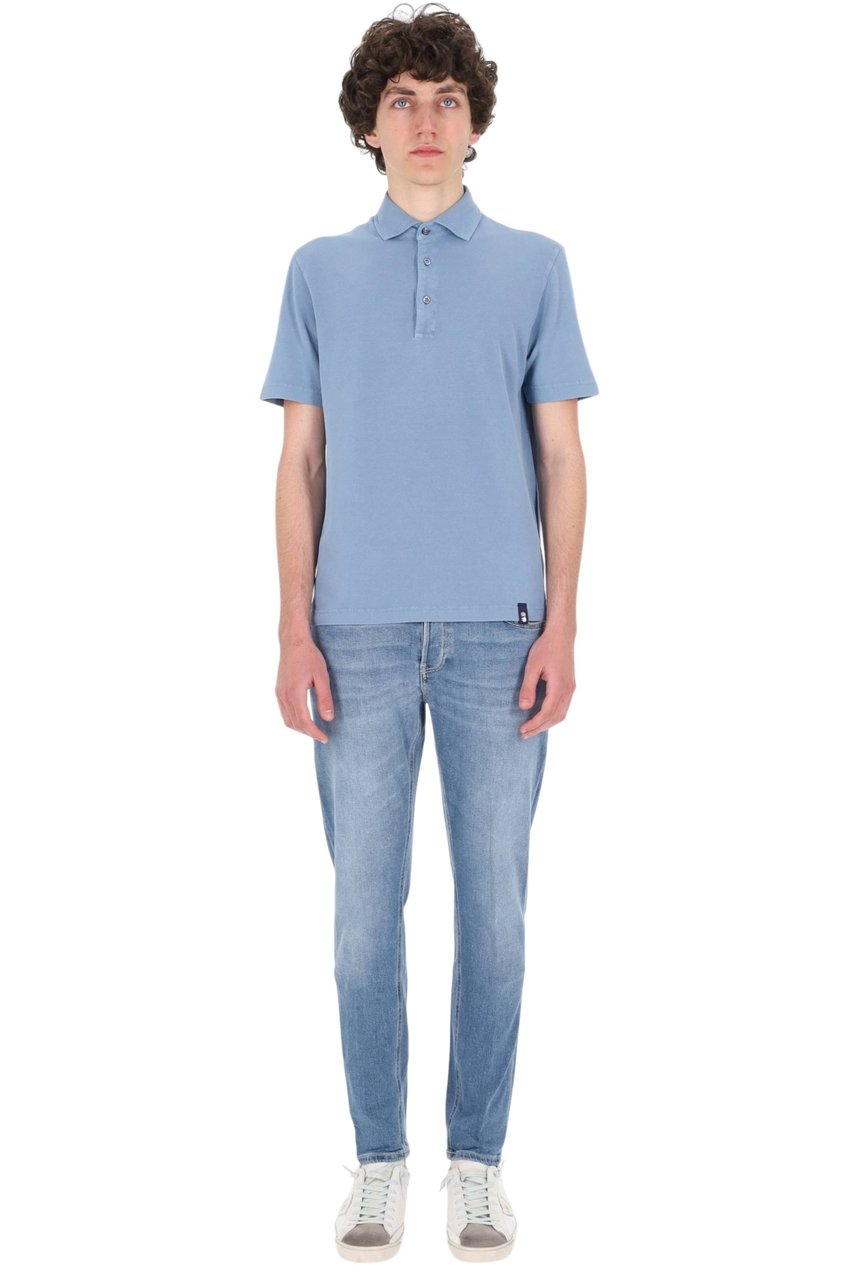 Drumohr Ice Cotton Pure Cotton Polo Shirt Blauw