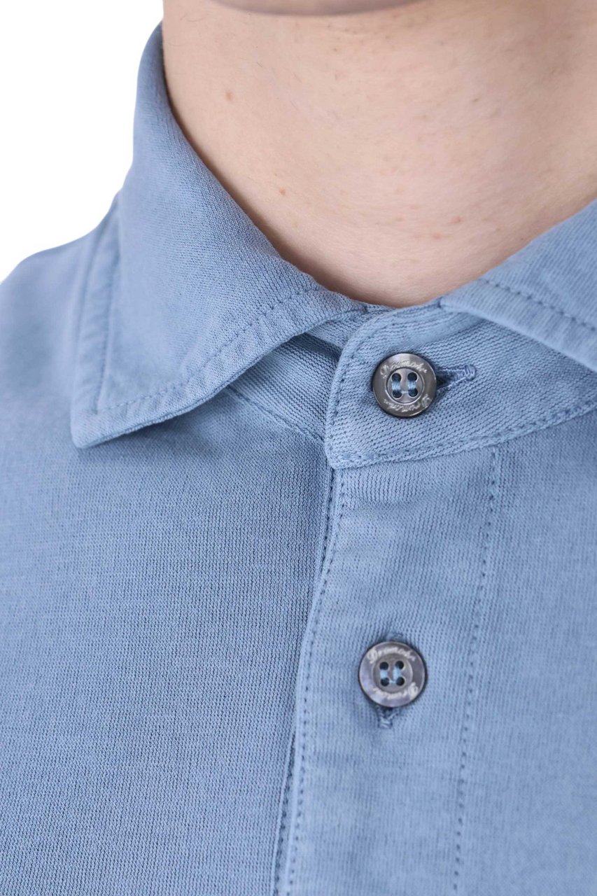 Drumohr Ice Cotton Pure Cotton Polo Shirt Blauw