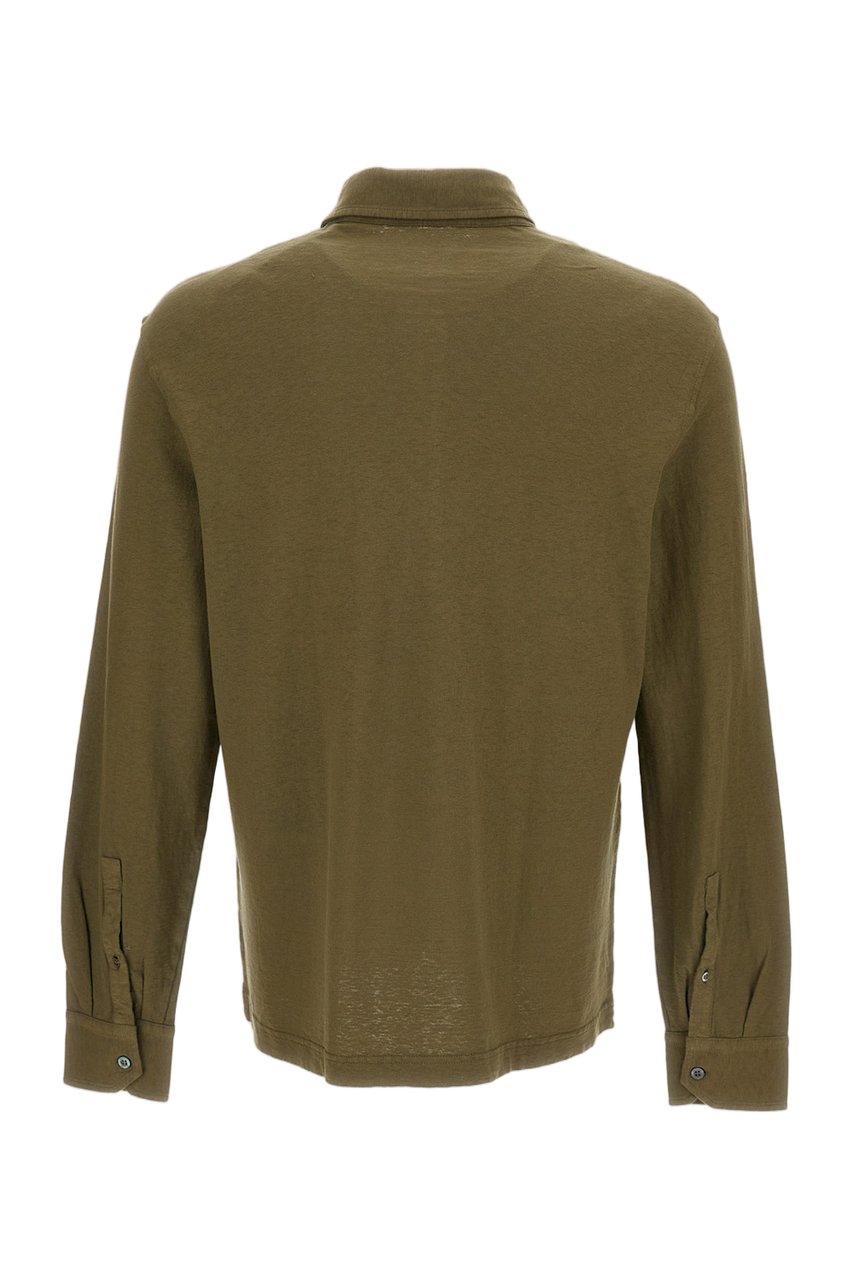 Drumohr Green Cotton-Linen Lightweight Casual Shirt Groen
