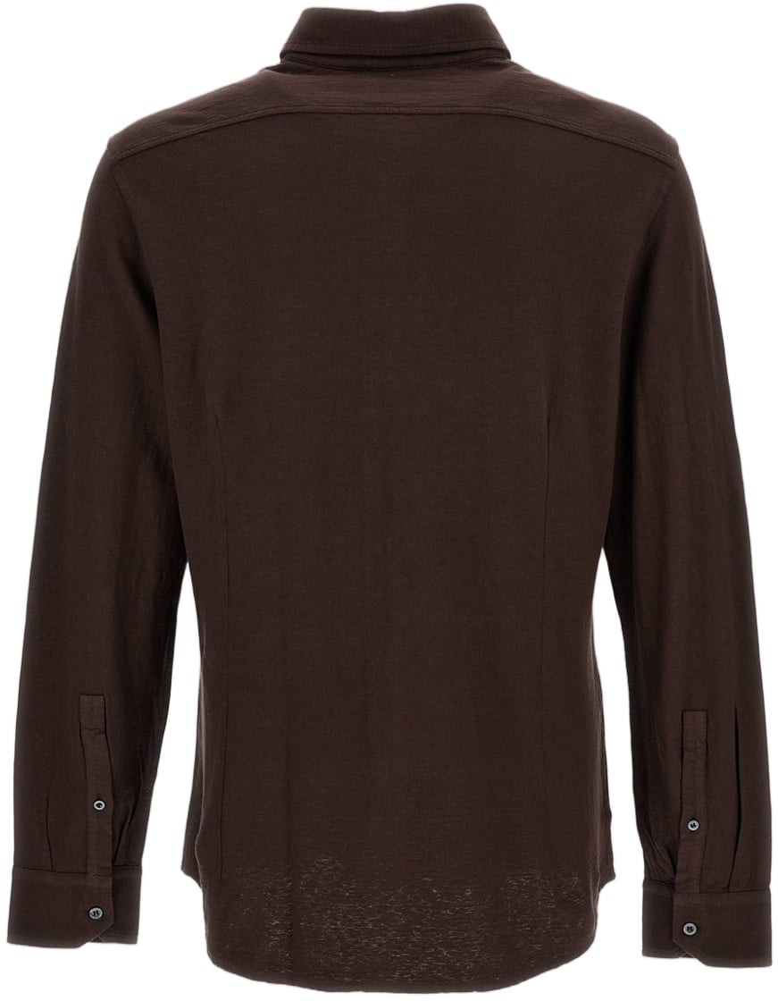 Drumohr Spread Collar Shirt Bruin