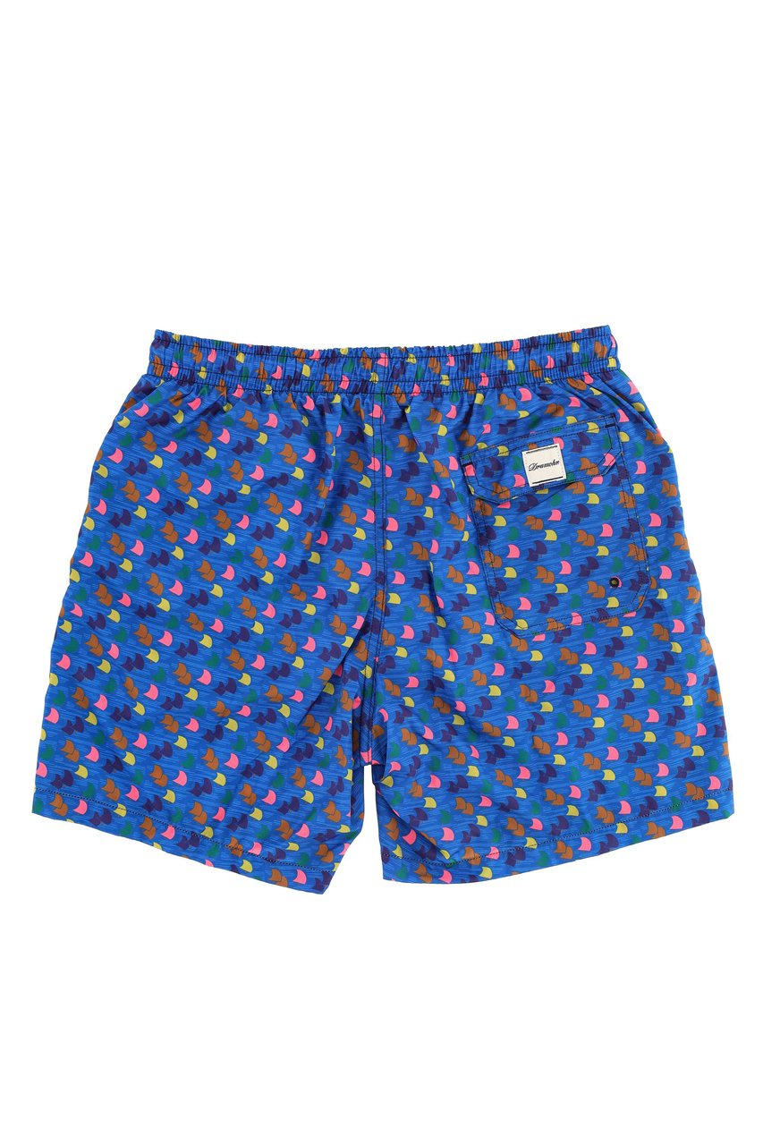 Drumohr Sailboat Print Quick-Dry Swim Shorts Blauw