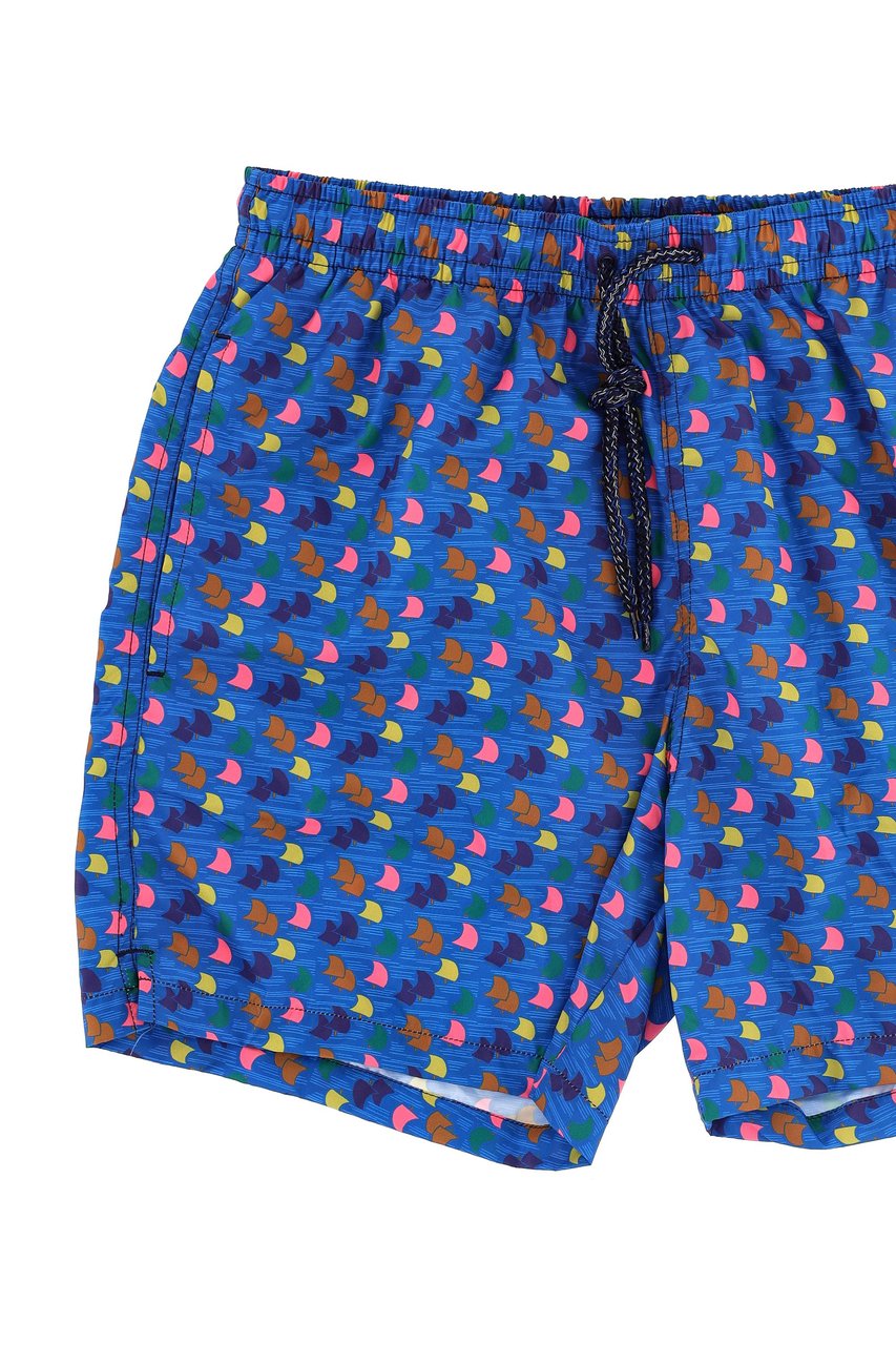 Drumohr Sailboat Print Quick-Dry Swim Shorts Blauw