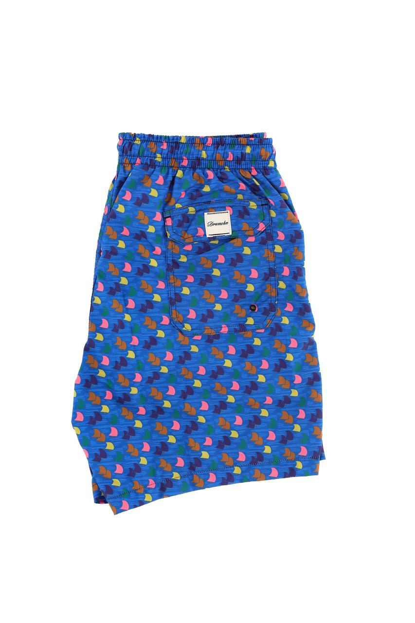 Drumohr Sailboat Print Quick-Dry Swim Shorts Blauw