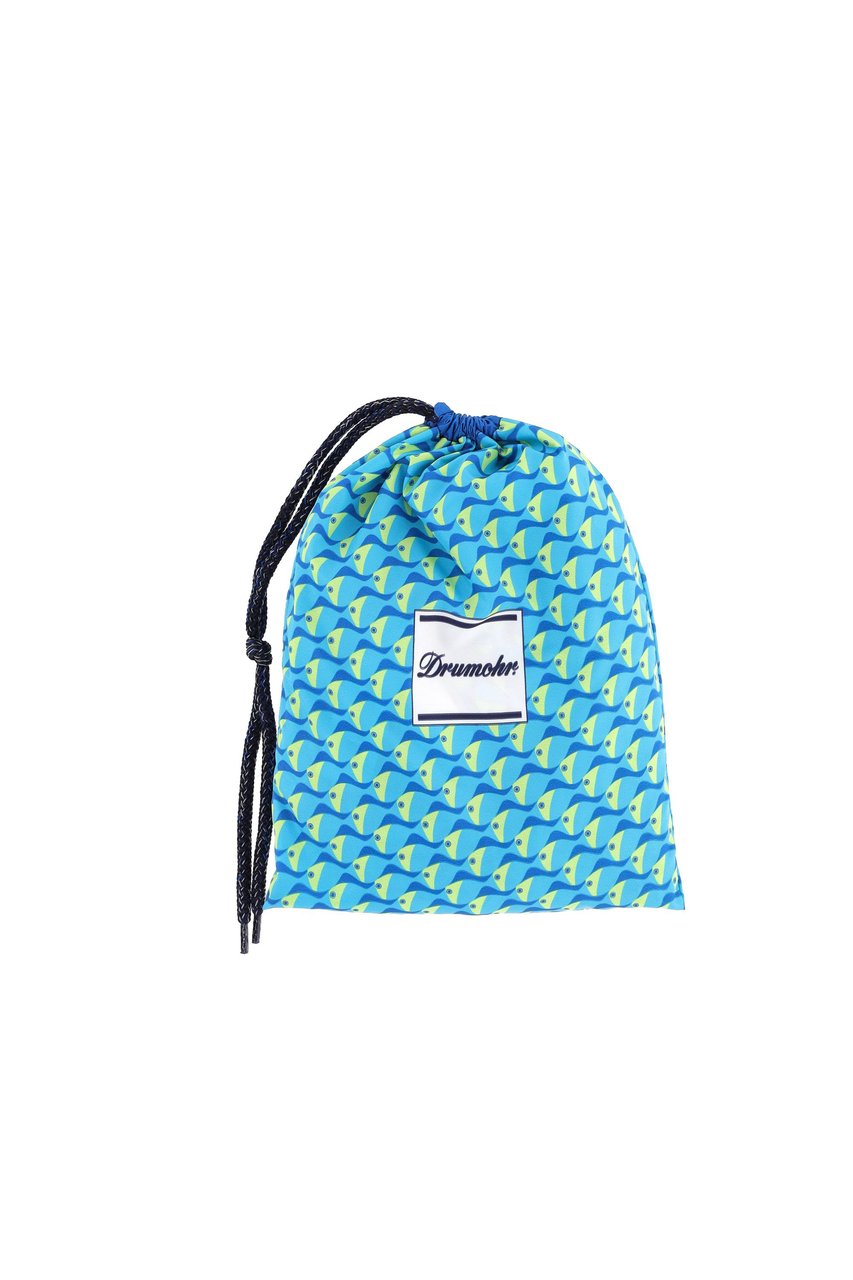 Drumohr Fish Print Quick-Dry Swim Shorts Blauw