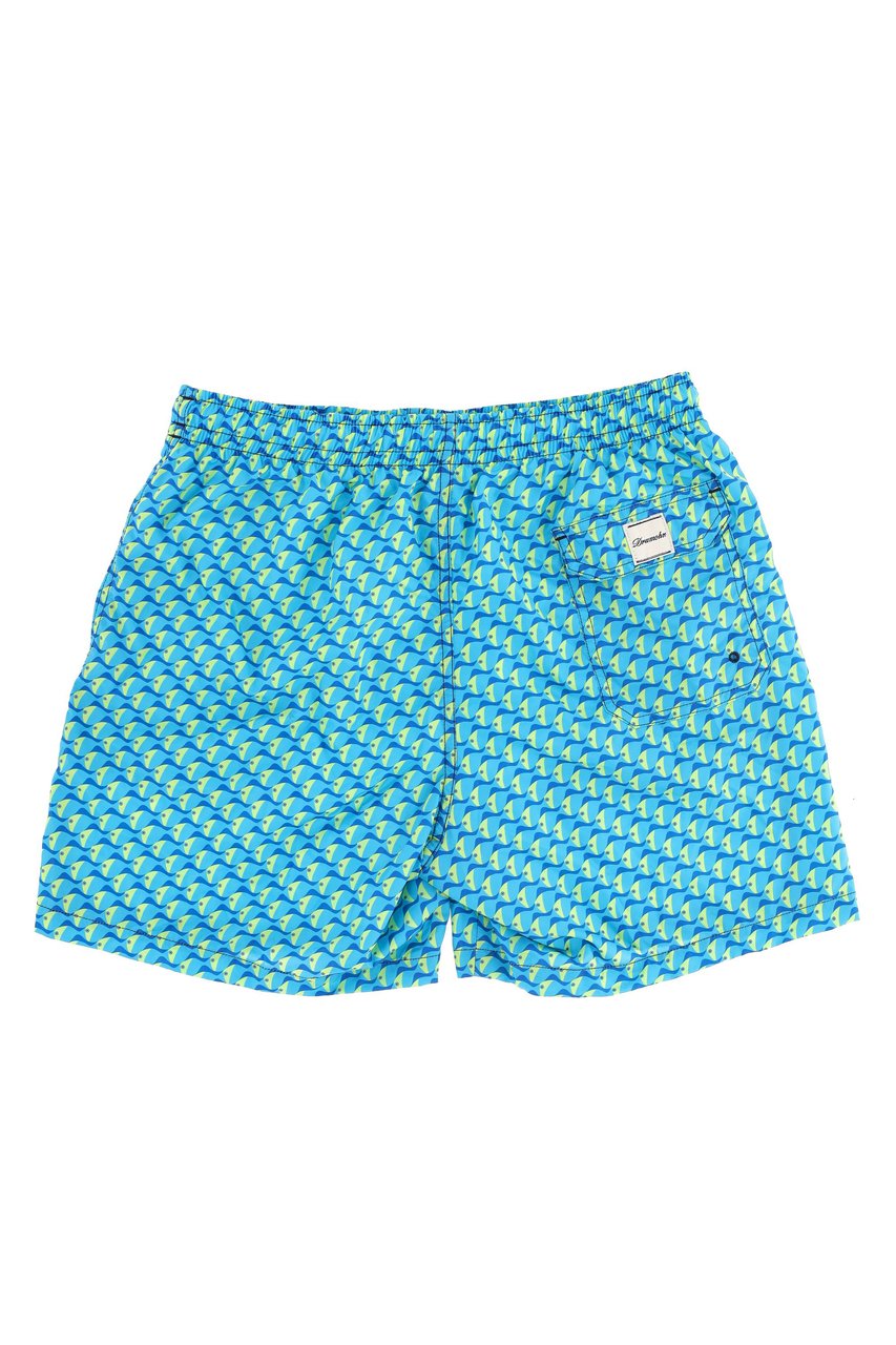 Drumohr Fish Print Quick-Dry Swim Shorts Blauw