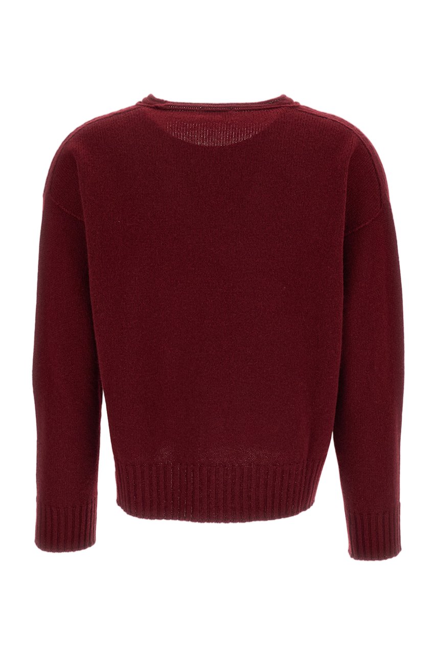 Drumohr Cashmere Boxy V-Neck Sweater with Kimono Sleeves Rood
