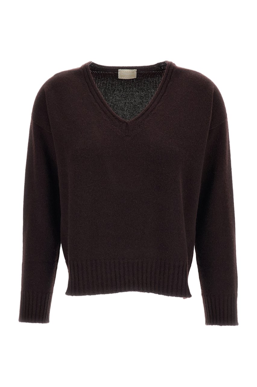 Drumohr Boxy Cut Cashmere Sweater with Ribbed Details Bruin