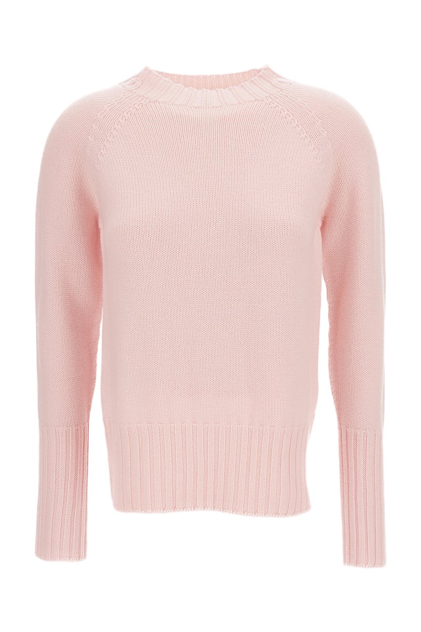 Drumohr Merino Wool Sweater with Ribbed Cuffs and Hem Roze