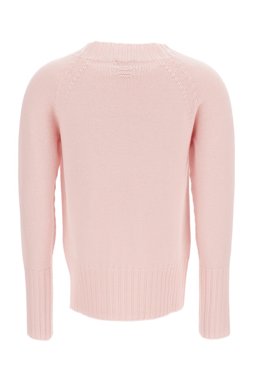 Drumohr Merino Wool Sweater with Ribbed Cuffs and Hem Roze
