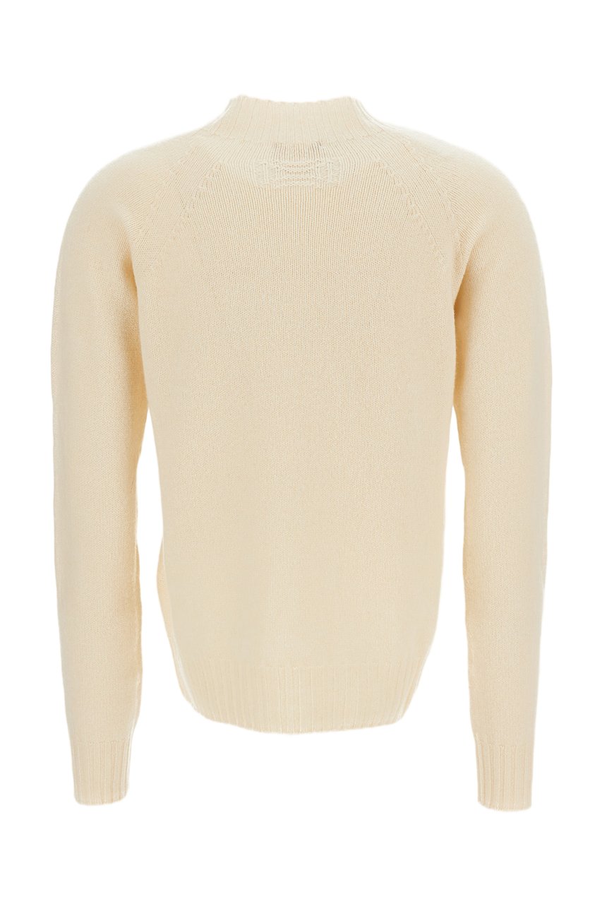 Drumohr Mock Neck Jersey-Knit Wool Pullover with Raglan Sleeves Neutraal