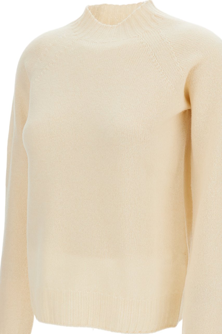 Drumohr Mock Neck Jersey-Knit Wool Pullover with Raglan Sleeves Neutraal