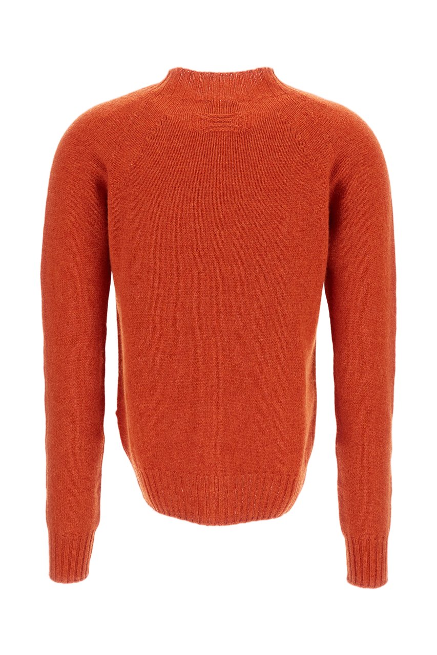 Drumohr Mock Neck Wool Sweater with Raglan Sleeves Oranje