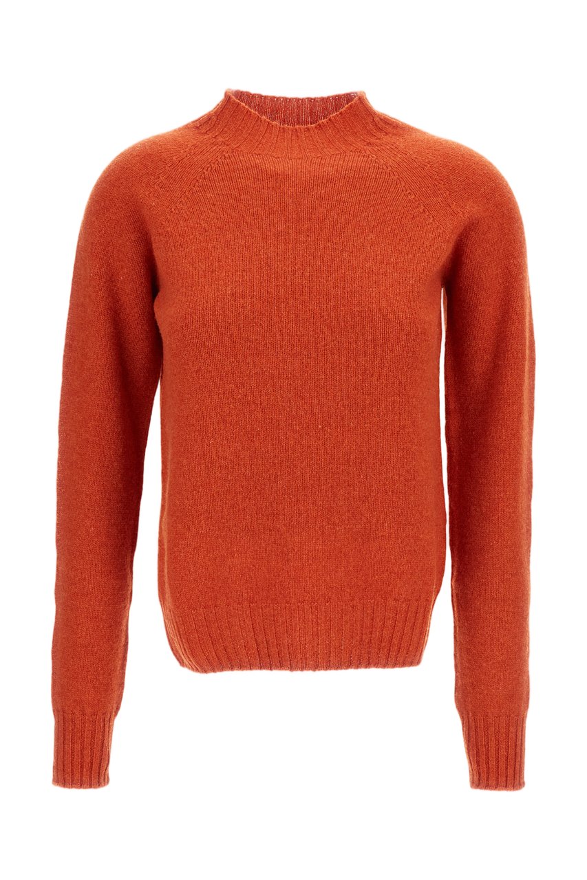 Drumohr Mock Neck Wool Sweater with Raglan Sleeves Oranje