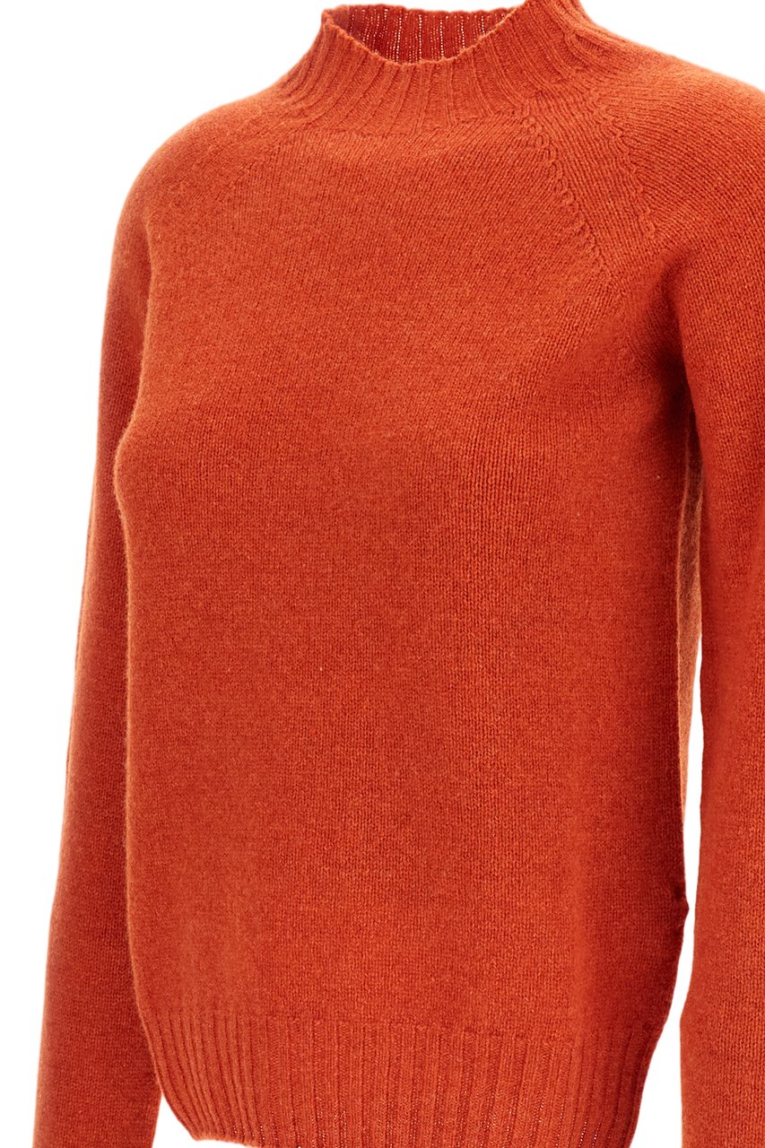 Drumohr Mock Neck Wool Sweater with Raglan Sleeves Oranje