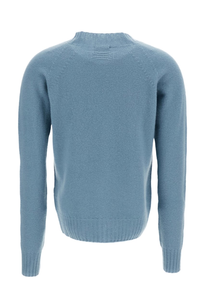 Drumohr Mock Neck Jersey-Knit Wool Sweater with Raglan Sleeves Blauw