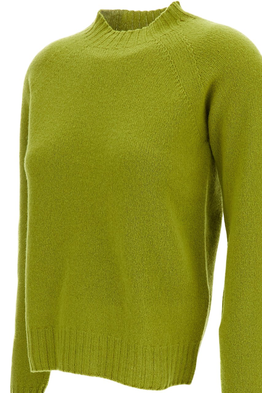 Drumohr Mock Neck Wool Pullover with Raglan Sleeves Groen