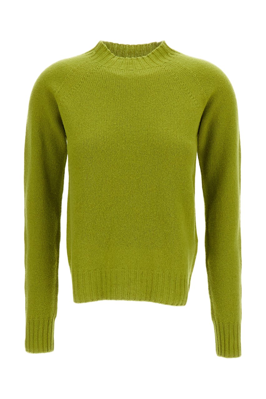 Drumohr Mock Neck Wool Pullover with Raglan Sleeves Groen