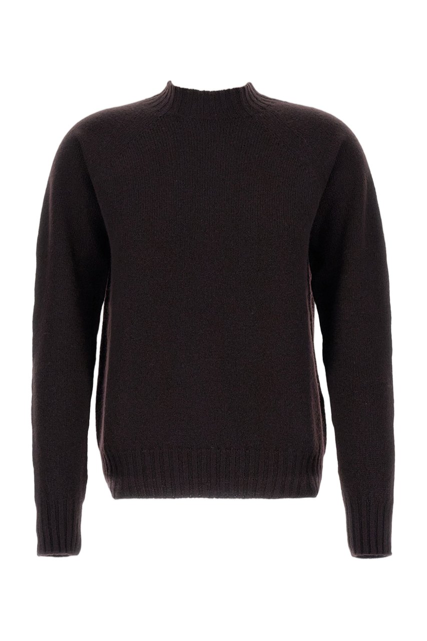 Drumohr Brown Plain Wool Crewneck Sweater Bruin