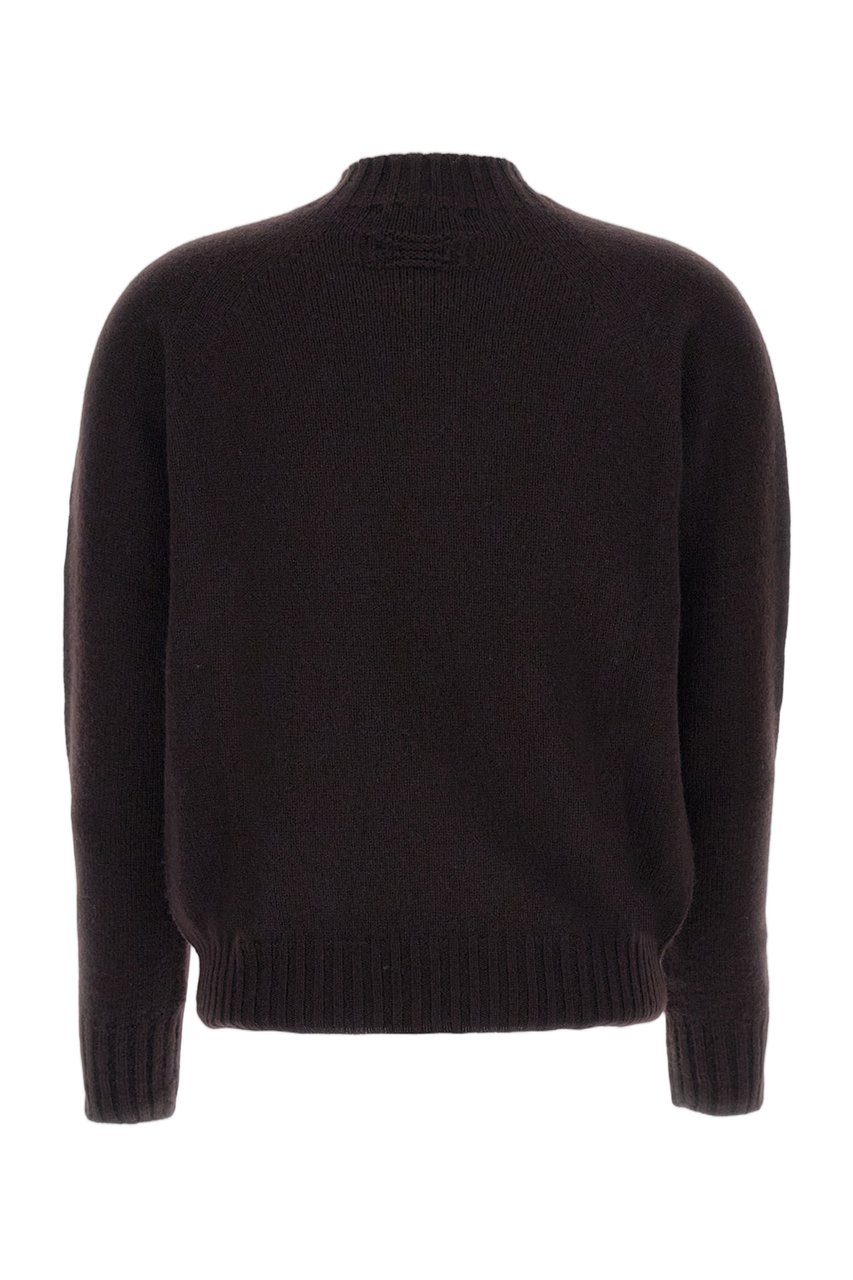 Drumohr Brown Plain Wool Crewneck Sweater Bruin