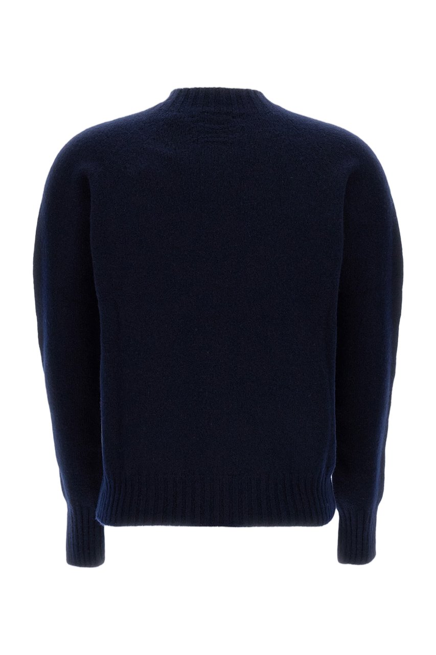 Drumohr Blue Plain Wool Crewneck Sweater Blauw