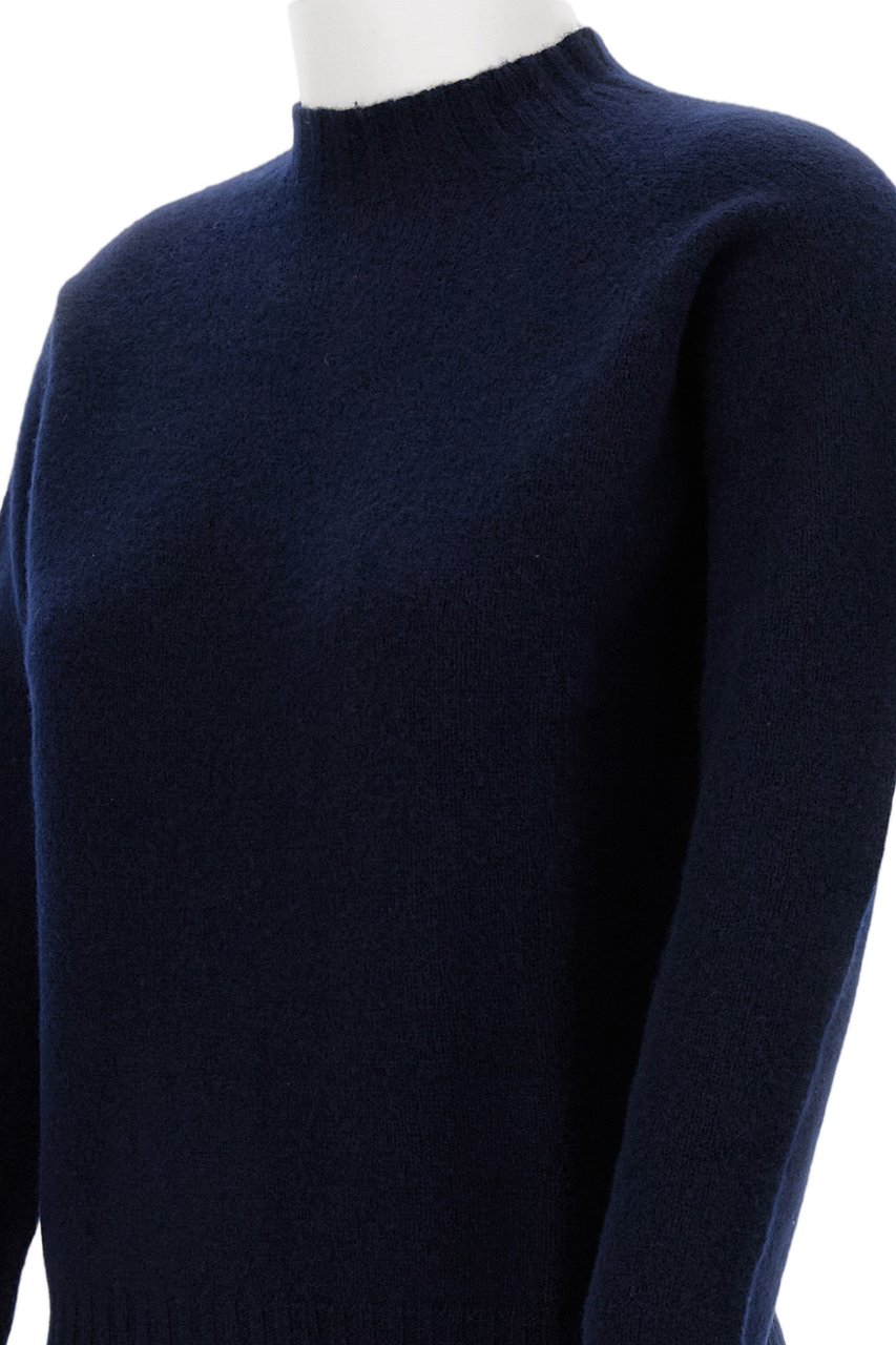 Drumohr Blue Plain Wool Crewneck Sweater Blauw