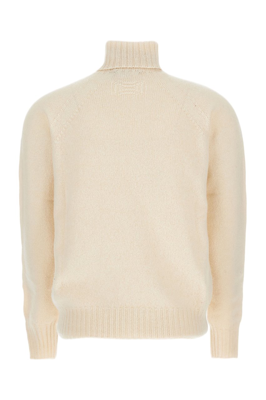 Drumohr Flat-Knit Wool Turtleneck Sweater with Wide Ribbed Finishes Wit
