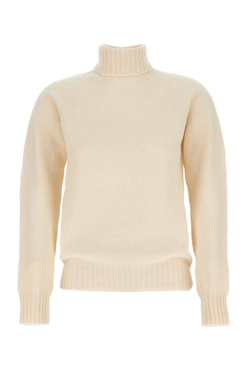 Drumohr Flat-Knit Wool Turtleneck Sweater with Wide Ribbed Finishes Wit