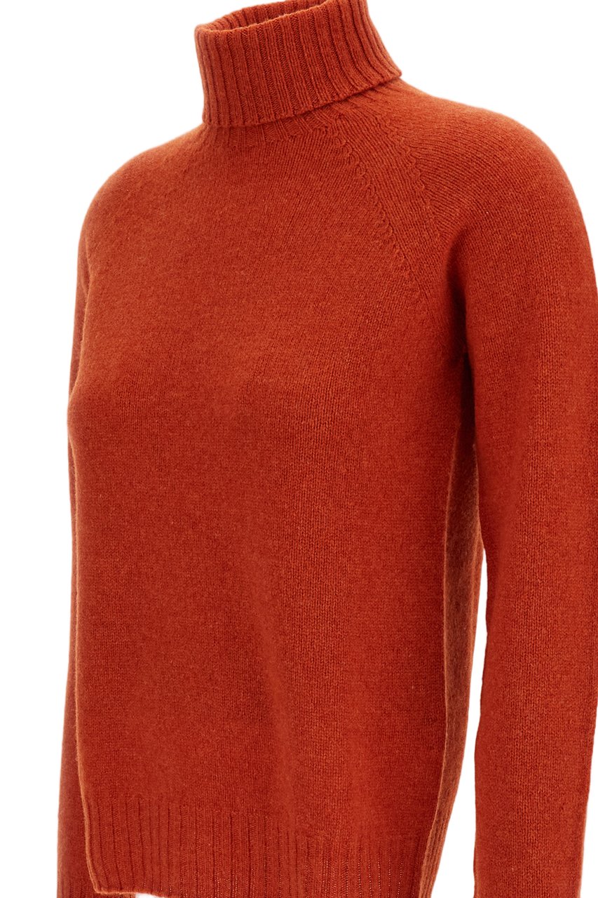 Drumohr Orange Flat-Knit Wool Turtleneck Oranje