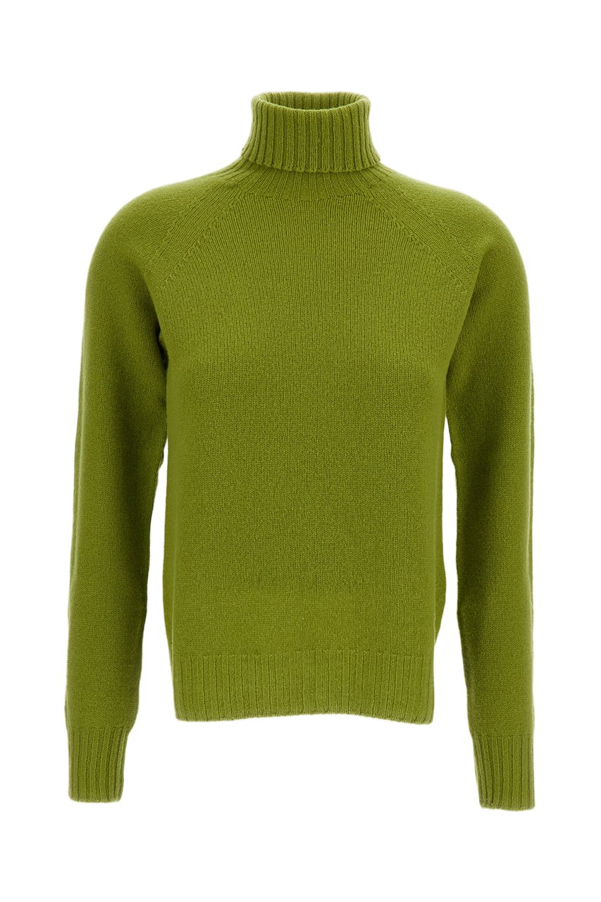 Drumohr Green Flat-Knit Wool Turtleneck Groen