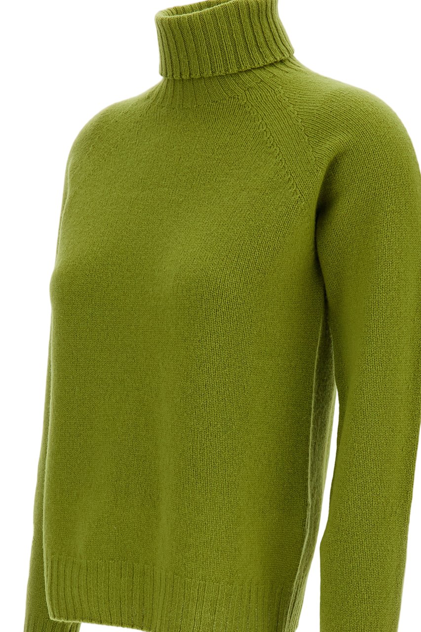 Drumohr Green Flat-Knit Wool Turtleneck Groen