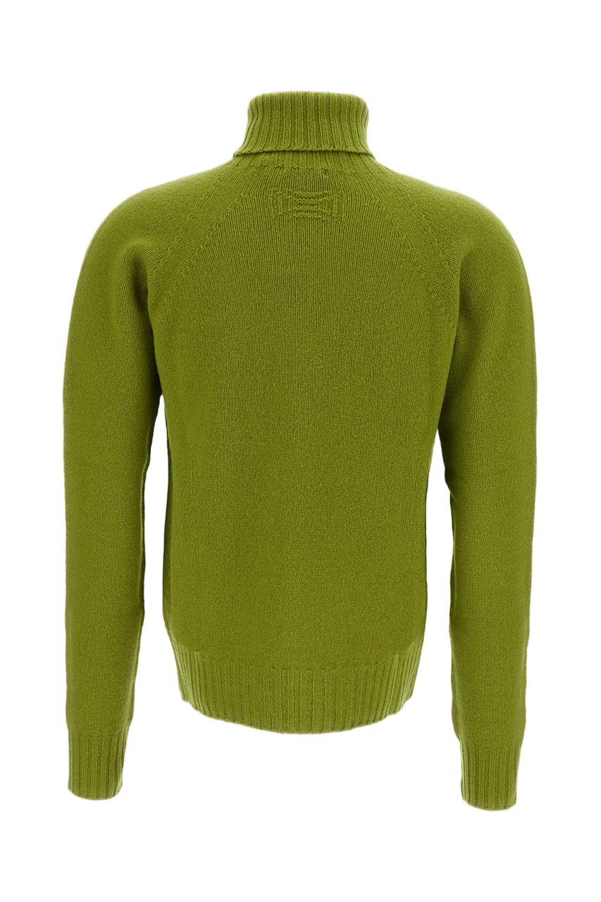Drumohr Green Flat-Knit Wool Turtleneck Groen