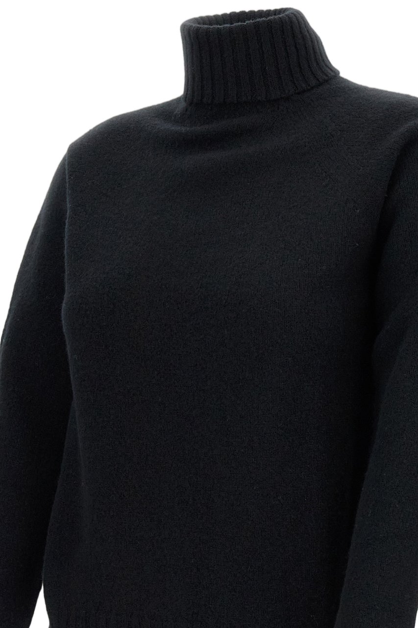 Drumohr Flat-Knit Wool Turtleneck Sweater with Ribbed Detailing Bruin