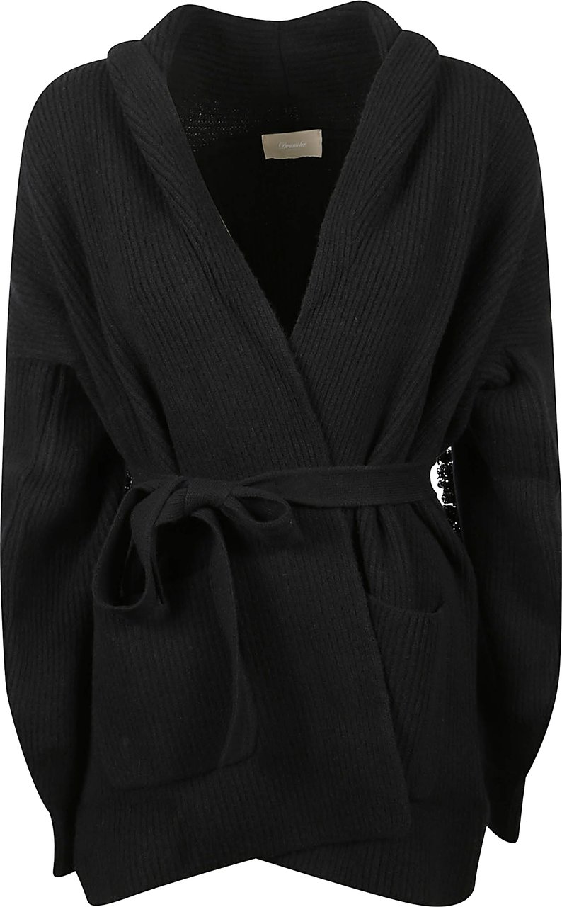 Drumohr Long Sleeve Cardigan Black Zwart