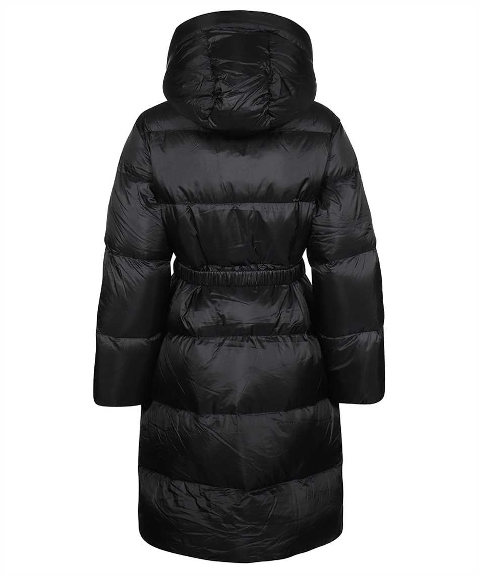 Drumohr Belted hooded long down jacket Zwart