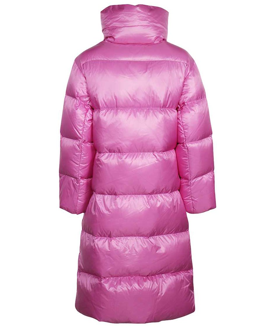 Drumohr Belted hooded long down jacket Rood