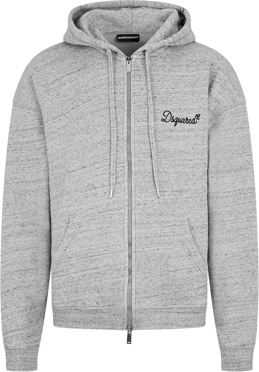 Dsquared2 Signature Relax Fit Zipped Hoodie Grijs