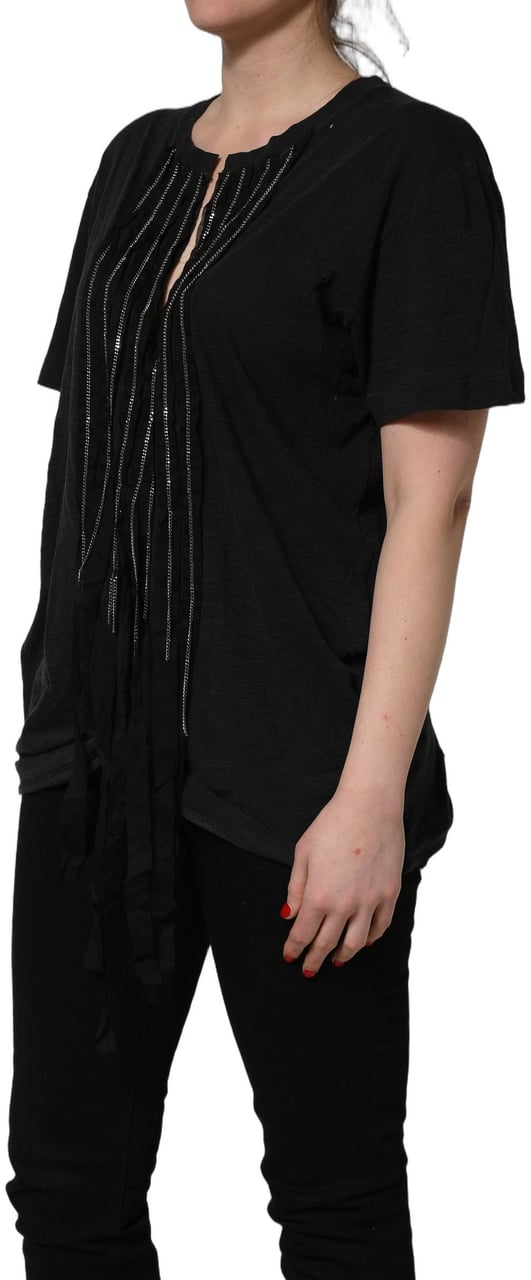 Dsquared2 Dsquared² Black Chain Embellished Cotton Short Sleeve T-shirt Groen